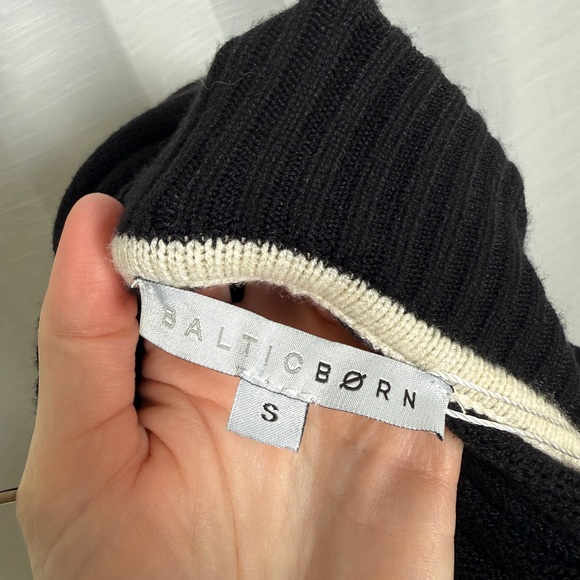 Baltic Born Harrington Sweater Black White Contrast Trim Mock Neck | NWT Size S - Picture 16 of 17